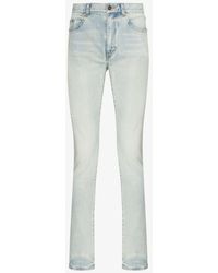 Saint Laurent - Blue Distressed Skinny Jeans - Lyst
