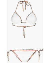 Burberry - Vintage Check Trim Triangle Bikini - Lyst