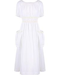 Molly Goddard - Mags Shirred Taffeta Midi Dress - Lyst