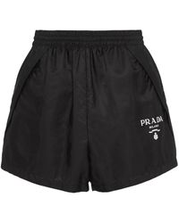 Prada - Re-nylon Logo-embroidered Shorts - Lyst