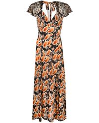 RIXO London - Angelina Contrast Print Silk Midi Dress - Women's - Silk/viscose/polyester - Lyst