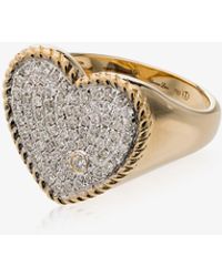 Yvonne Léon - 18kt Gold And Diamond Pave Heart Ring - Lyst
