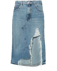 FRAME - Distressed Asymmetric Denim Skirt - Women's - Recycled Cotton/regenerative Cotton - Lyst