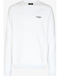 Balmain - Logo Flocked Cotton Sweatshirt - Lyst