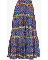 Borgo De Nor Didi Floral Print Maxi Skirt - Blue