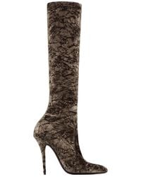Saint Laurent - Ella Velvet 110mm Thigh-high Boots - Lyst