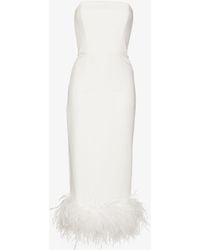 16Arlington - Minelli Feather Trim Midi Dress - Women's - Polyester/spandex/elastane/ostrich Feather - Lyst