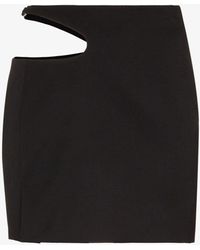Low Classic Black Curve Hole Wool Mini Skirt