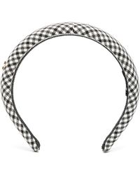 Miu Miu - Logo-plaque Gingham Headband - Women's - Fabric - Lyst