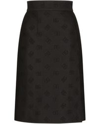 Dolce & Gabbana - Quilted Jacquard Midi Skirt With Dg Logo - Lyst