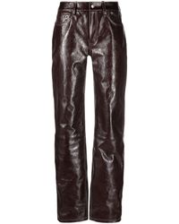 Marine Serre - Red Leather Straight-leg Trousers - Women's - Viscose/calf Leather - Lyst