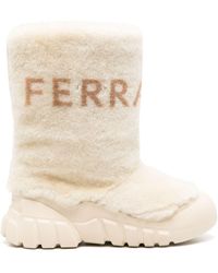 Ferragamo - Neutral Logo-print Shearling Ski Boots - Lyst