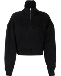 Saint Laurent - Cropped Panelled Sweatshirt - Lyst