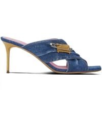 Balmain - 75 Embellished Denim Mules - Lyst