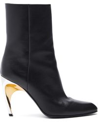Alexander McQueen - Leather Heel Ankle Boots - Lyst