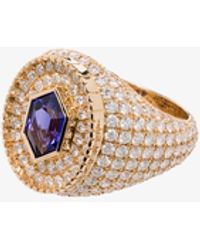 Mens Jewellery Rings O Thongthai 14k Yellow Gold Chain Sapphire Diamond Ring in Metallic for Men 