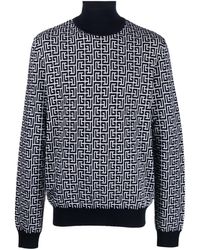 Balmain - Sweater With Monogram Inlay - Lyst