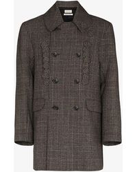 STEFAN COOKE Double-breasted Checked Wool Coat - Grey