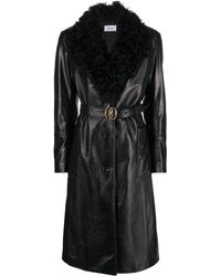 Bally - Shearling-trim Belted Leather Coat - Lyst