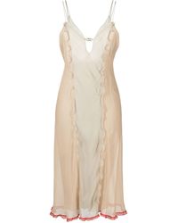 Fendi - Neutral Silk Midi Dress - Women's - Silk - Lyst