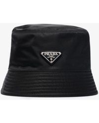 Prada Re-nylon Logo Plaque Bucket Hat - Black