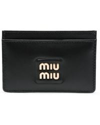 Miu Miu - Logo-lettering Leather Card Holder - Lyst