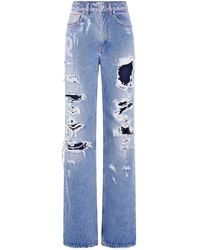 Rabanne - Distressed Wide Leg Jeans - Women's - Cotton - Lyst
