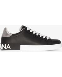 Dolce & Gabbana - Portofino Branded-heel Leather Low-top Trainers - Lyst
