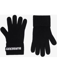 Burberry Logo Cashmere Gloves - - Cashmere - Black