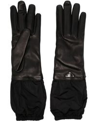 Prada - Enamel-logo Leather Gloves - Lyst