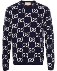 Gucci - Monogram-pattern Ribbed-trim Wool Jumper - Lyst