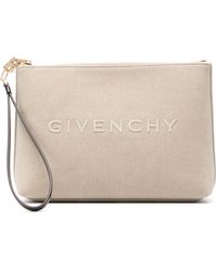 Givenchy - Neutral Logo Embroidered Canvas Purse - Lyst