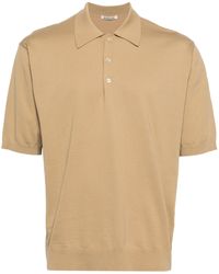 AURALEE - Neutral Short-sleeved Cotton Polo Shirt - Lyst