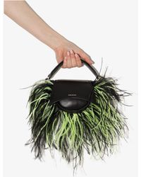 16Arlington Kiks Mini Feather Trim Leather Top Handle Bag - Black