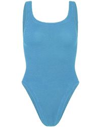 Hunza G - Round-neck Stretch-design Swimsuit - Lyst