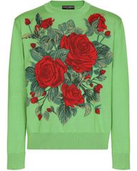 Dolce & Gabbana - Floral-jacquard Silk Sweater - Lyst