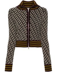 Dries Van Noten - Brown Jacquard Zip-up Knitted Jacket - Women's - Polyester/viscose - Lyst