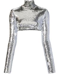 LAQUAN SMITH - Sequinned Crop Top - Women's - Spandex/elastane/polyester/nylon - Lyst