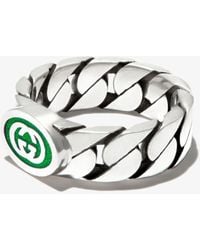 Gucci - Sterling Silver Interlocking G Enamel Ring - Lyst