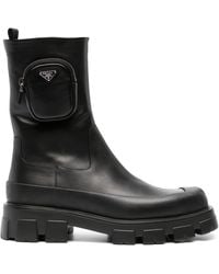 Prada - Cobblestone Leather Combat Boots - Men's - Calf Leather/rubber - Lyst