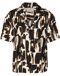 Asceno - Brown Abstract-print Silk Shirt - Lyst