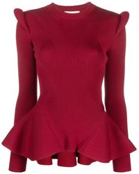 Alexander McQueen - Peplum Wool-blend Sweater - Women's - Wool/polyester - Lyst