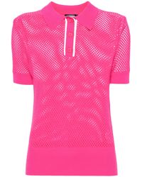 J.Lindeberg - Sindra Open-knit Polo Shirt - Women's - Viscose/polyester - Lyst