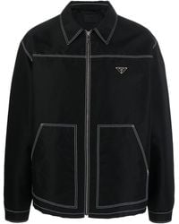 Prada - Contrast-stitching Shirt Jacket - Lyst