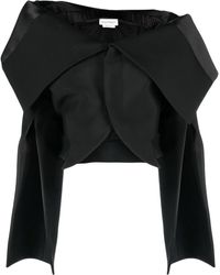Alexander McQueen - Foldover Off-shoulder Cropped Jacket - Women's - Wool/polyamide/silk - Lyst