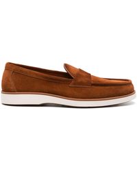 Santoni - Suede Penny Loafers - Lyst
