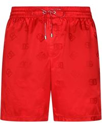 Dolce & Gabbana Logo Print Swim Shorts - Red