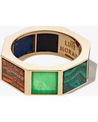 Luis Morais 14k Yellow Gemstone Eternity Ring - Green