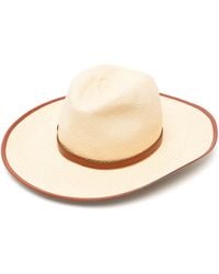 Chloé - Neutral Leather-trim Woven Hat - Lyst