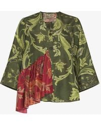By Walid Trinny V-neck Printed Blouse - Green